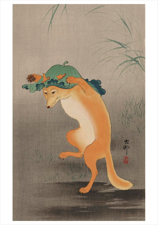 Ohara Koson (Shōson): Dancing Fox Notecard_Front_Flat