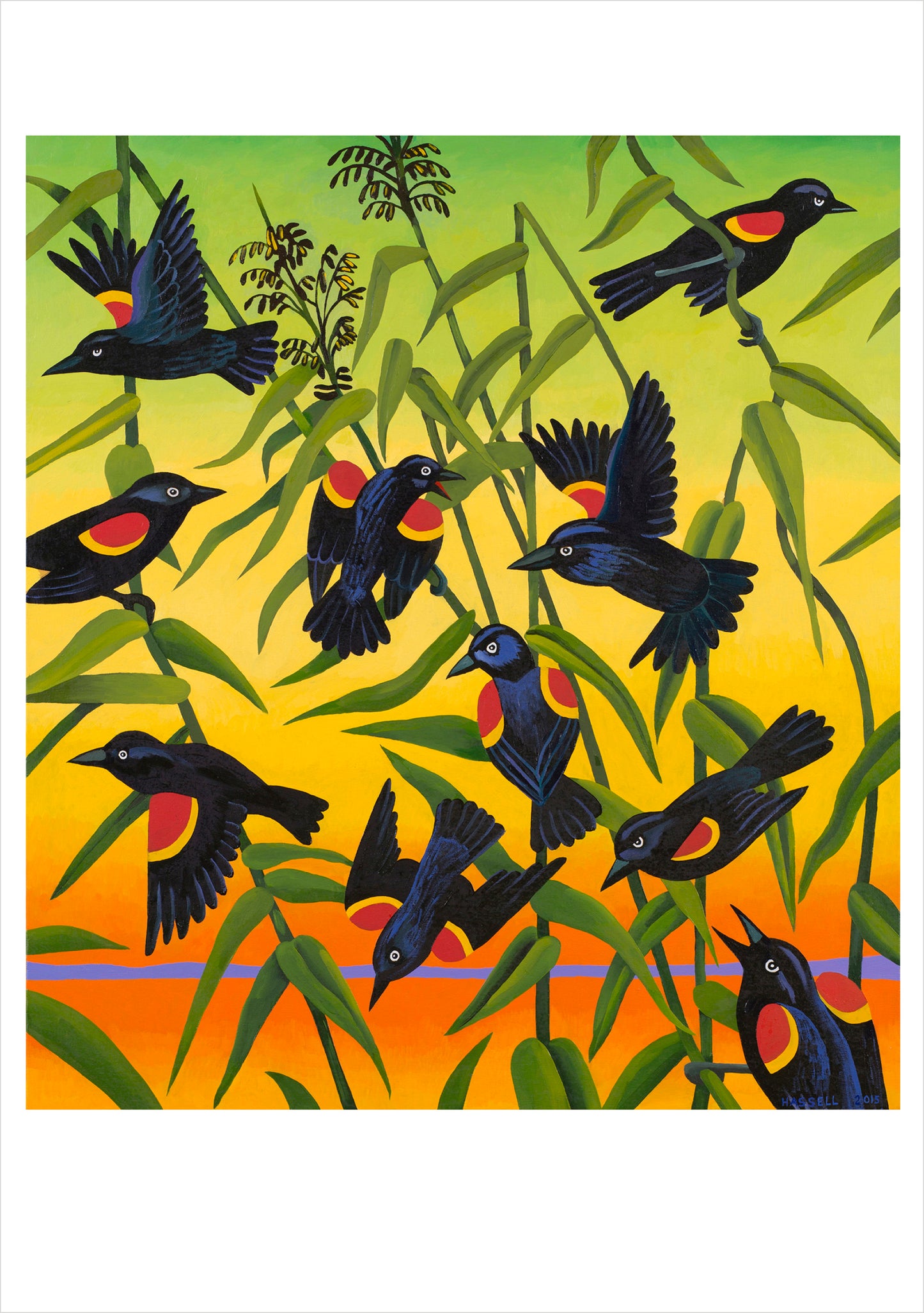 Billy Hassell: Red-Wing Blackbirds and Wild Rice Notecard_Front_Flat