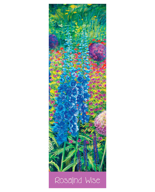 Rosalind Wise: Garden Border with Delphiniums and Alliums Bookmark_Front_Flat