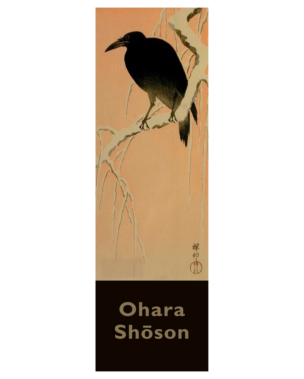 Ohara Koson (Shōson): Crow in Snow Bookmark_Front_Flat