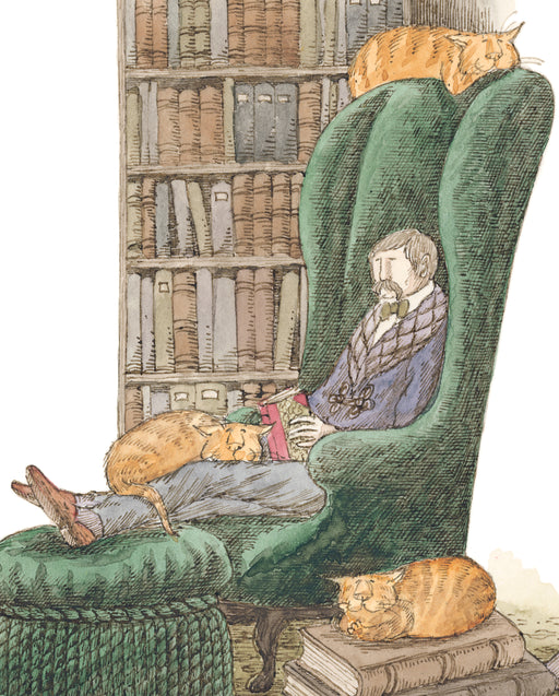 Edward Gorey: Bibliophile with Cats Bookmark_Zoom