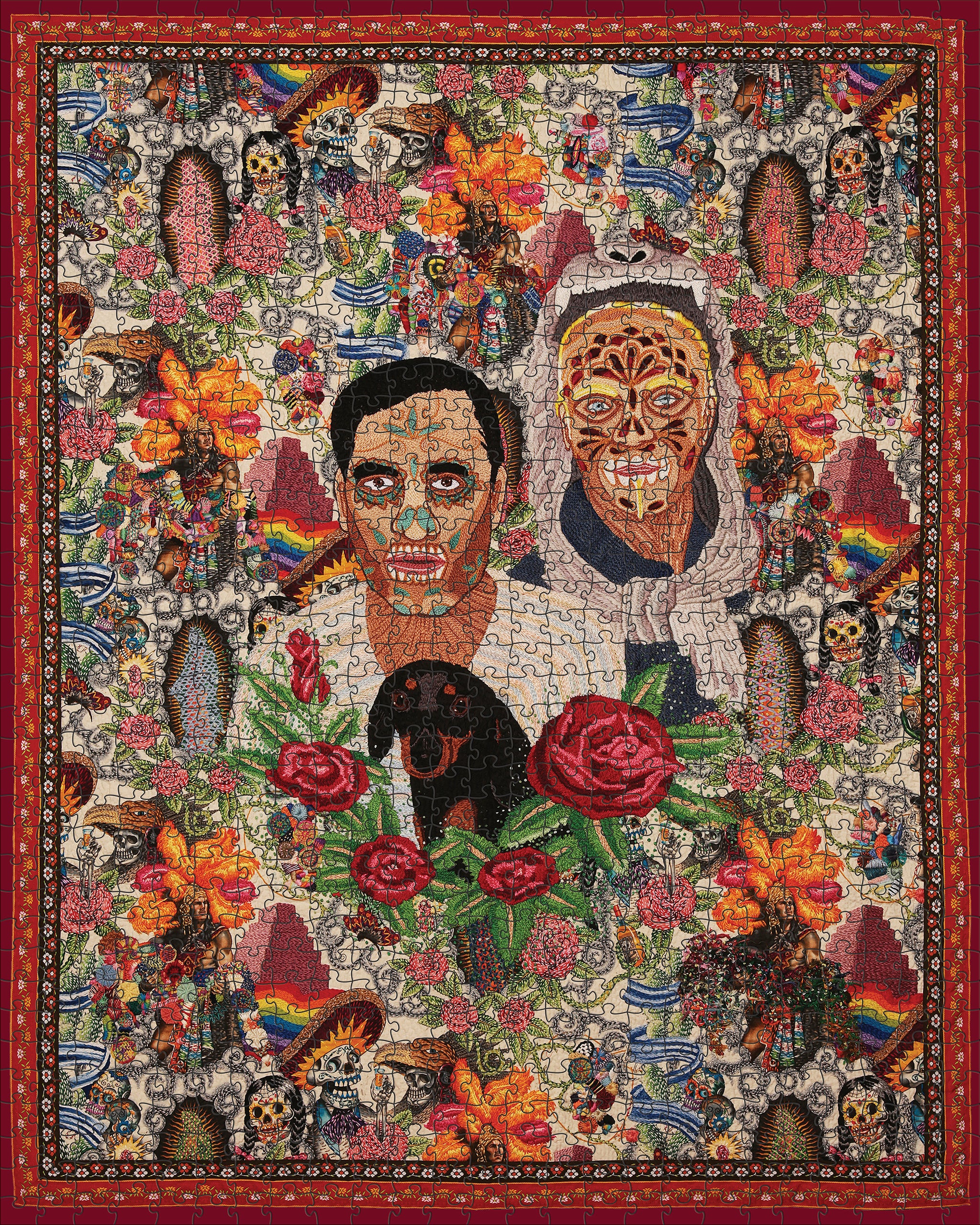 Puzzle of two artists at the Dia de los Muertos