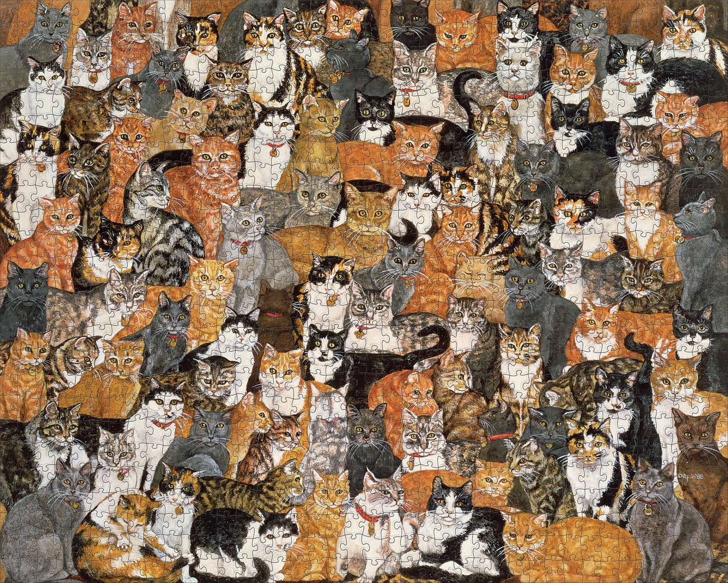 Ditz: Double Cat-Spread 1000-Piece Jigsaw Puzzle_Zoom