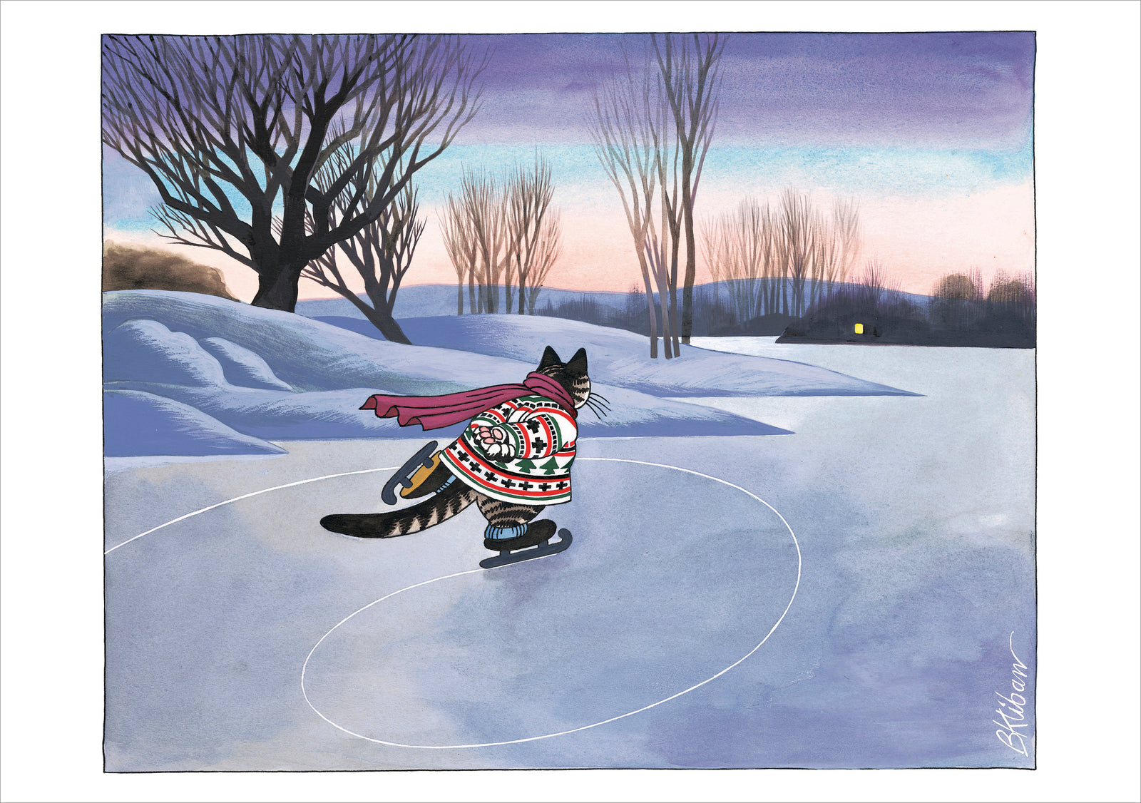 B. Kliban: CatSkating Holiday Cards_Interior_1