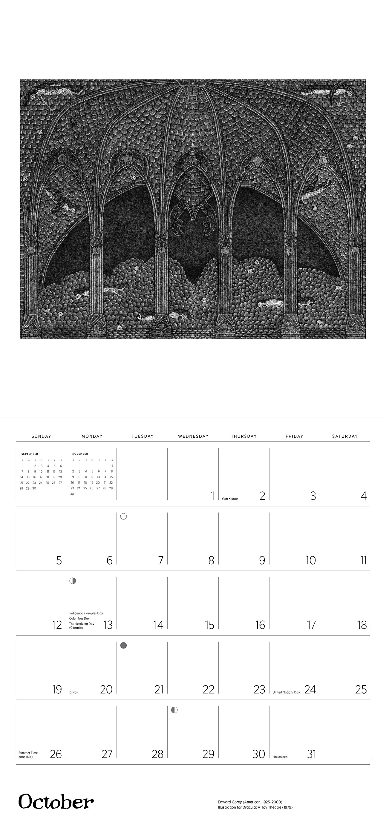 Edward Gorey: Centennial Edition 2025 Wall Calendar_Interior_2