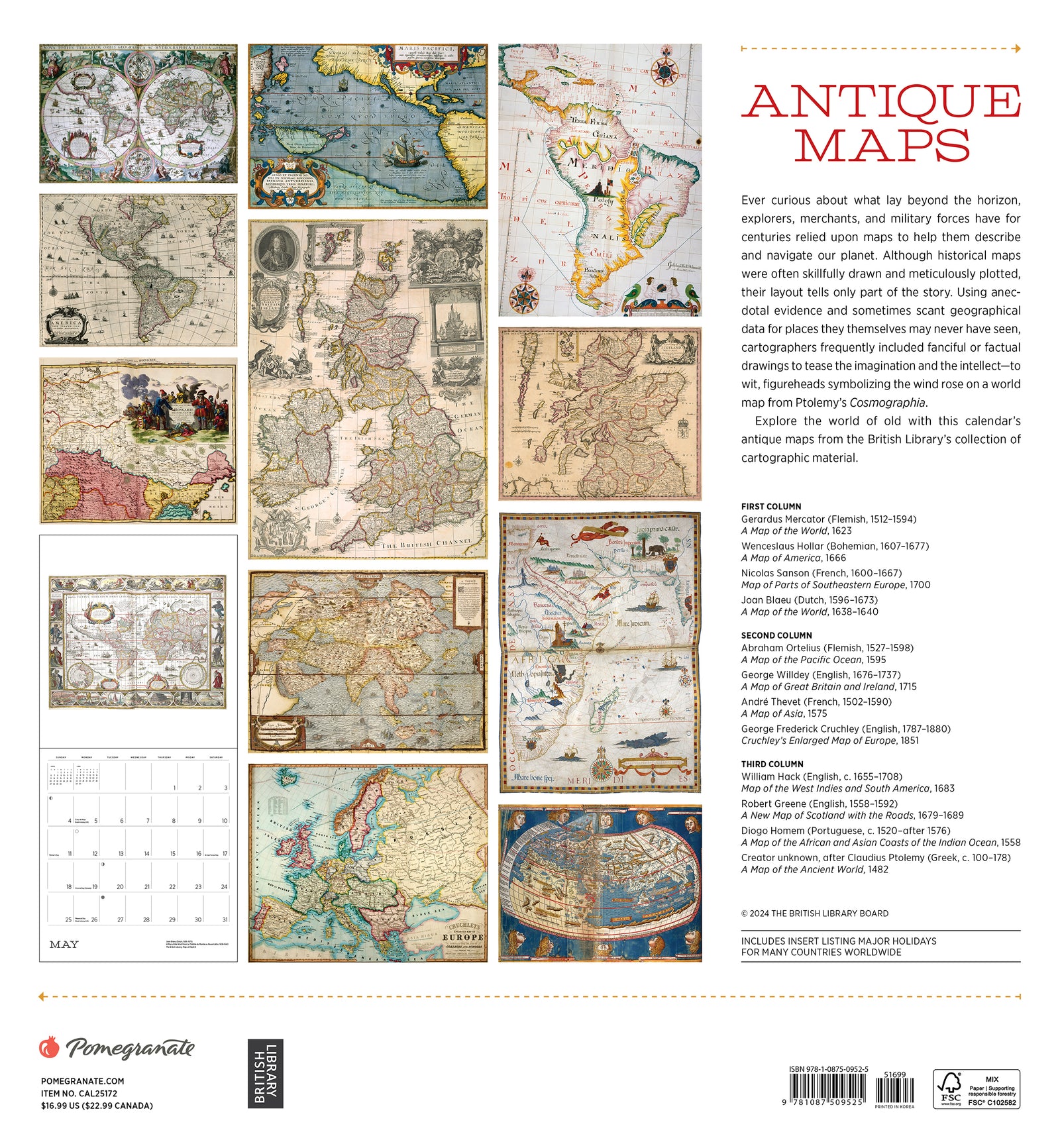 Antique Maps 2025 Wall Calendar_Back_Multipiece