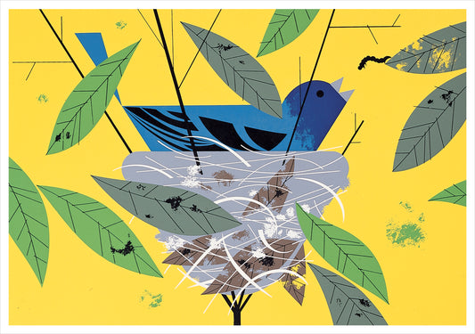 Charley Harper: Indigo Bunting Birthday Card_Front_Flat