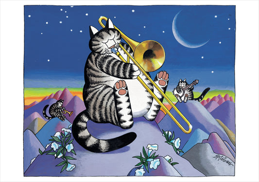 B. Kliban: Moonlight Serenade Birthday Card_Front_Flat