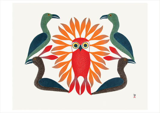 Kenojuak Ashevak: Loons Protect the Owl Birthday Card_Front_Flat