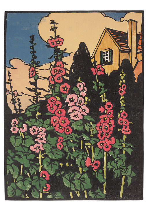 William S. Rice: Hollyhock Garden Birthday Card_Front_Flat