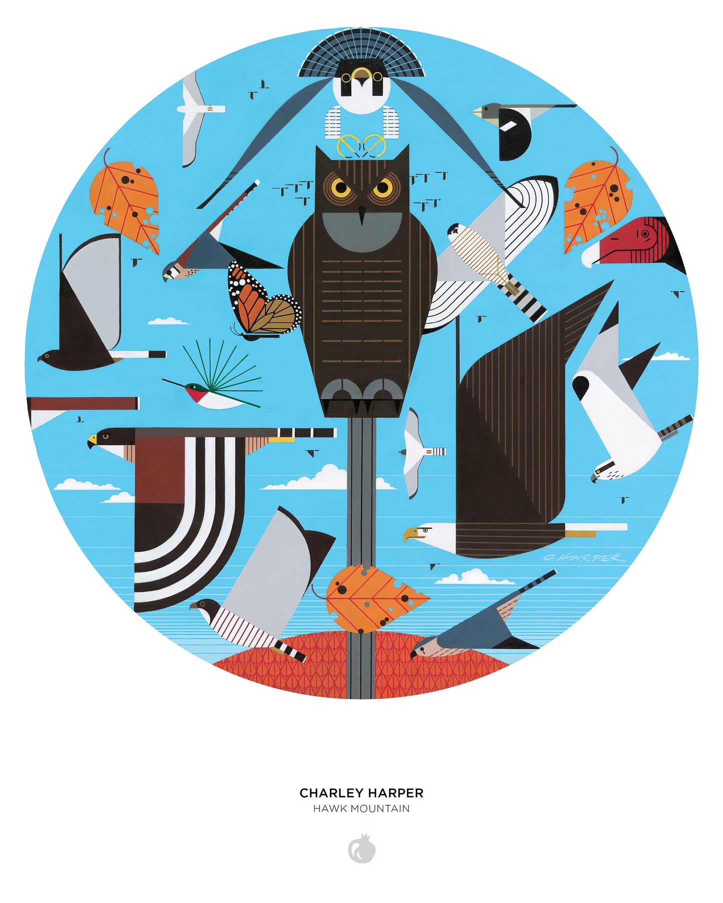 Charley Harper: Hawk Mountain 500-Piece Circular Jigsaw Puzzle_Interior_1