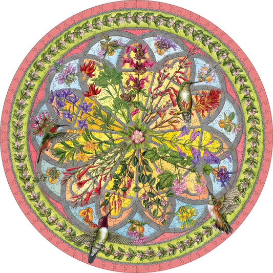 Erin E. Hunter: Floral Compass 500-Piece Circular Jigsaw Puzzle_Primary