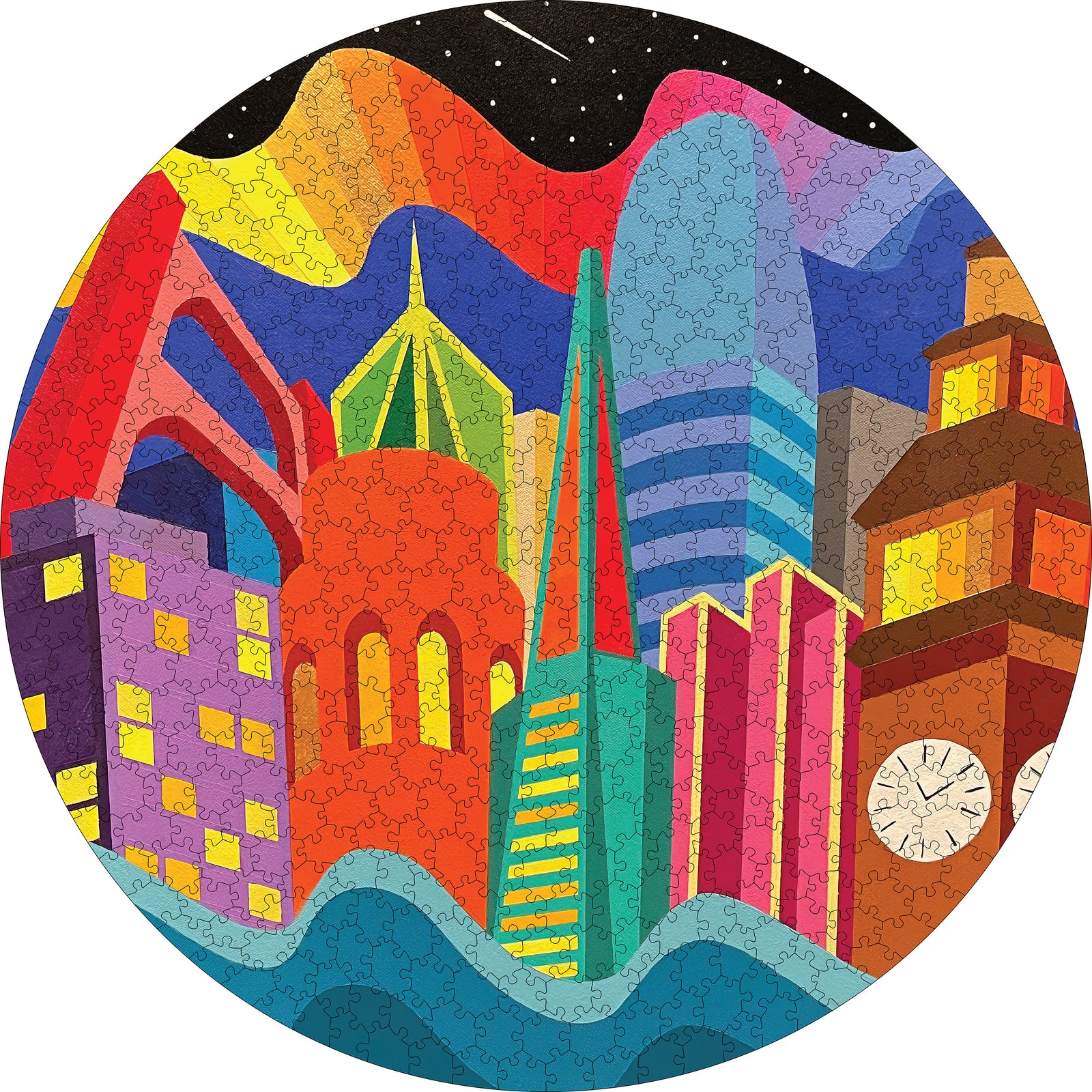 Jordan Herren: City Vibes 500-Piece Circular Jigsaw Puzzle_Zoom