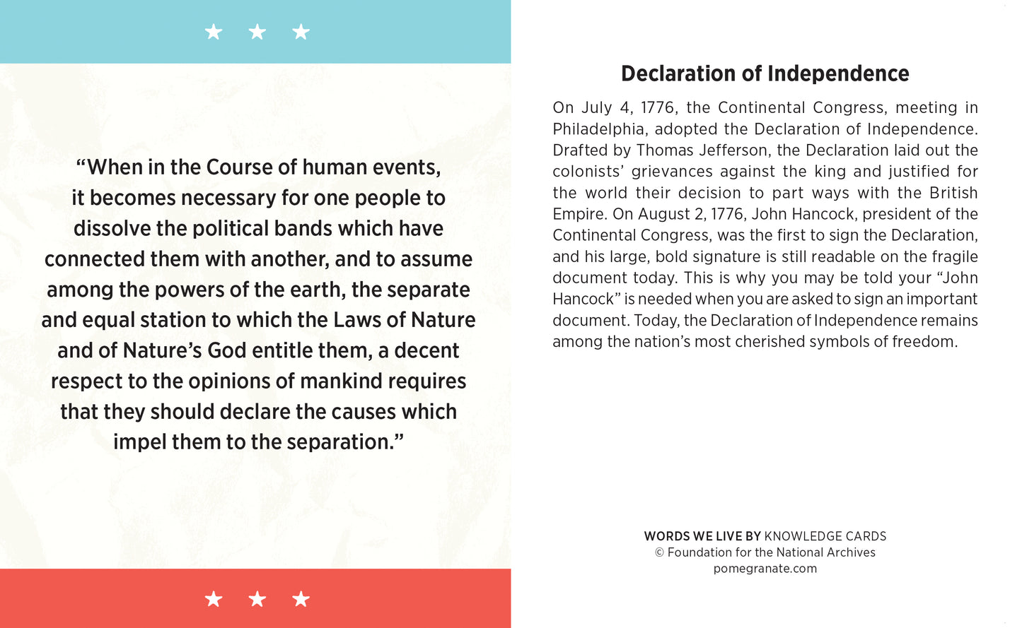 Words We Live By: A Quiz Deck on American Historical Documents Knowledge Cards_Interior_1