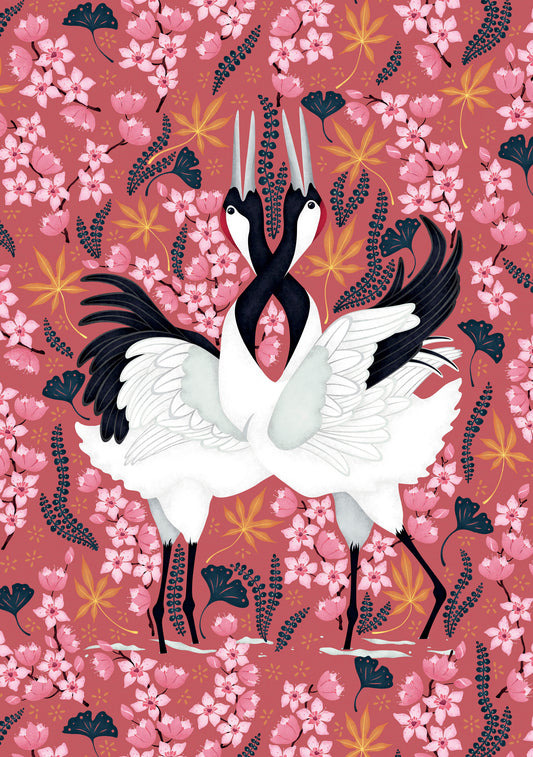 Catherine Marion: Japanese Cranes Notecard_Front_Flat