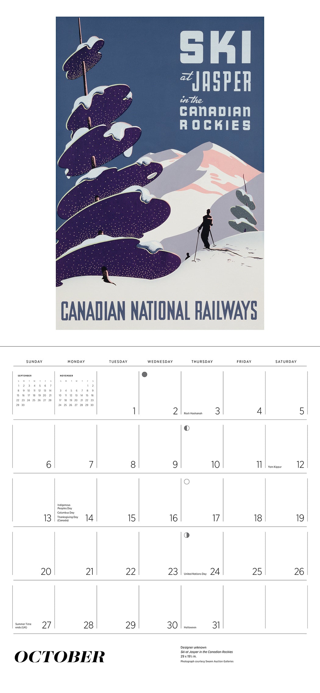 Calendrier mural Vintage Collection Calendar - Ski Nostalgia 2024